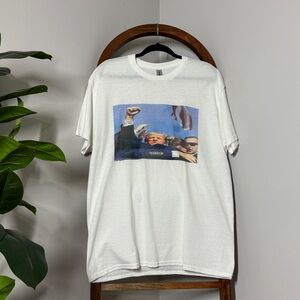 Gildan LARGE White 100% Cotton Donald Trump Fight Election Short Sleeve T Shirt